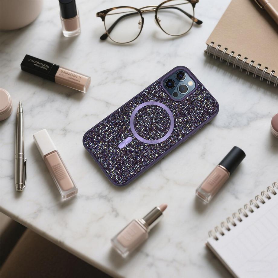 Cadorabo  iPhone 12 / 12 PRO Hülle kompatibel mit MagSafe Glitzer Diamant Design 