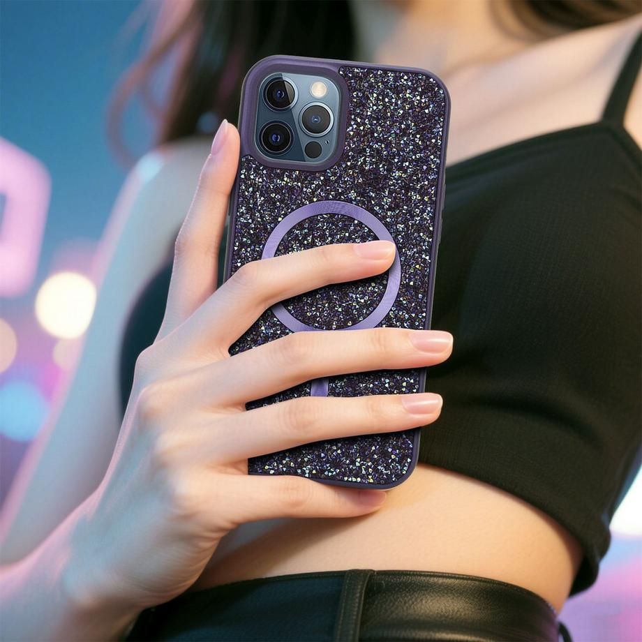Cadorabo  iPhone 12 / 12 PRO Hülle kompatibel mit MagSafe Glitzer Diamant Design 