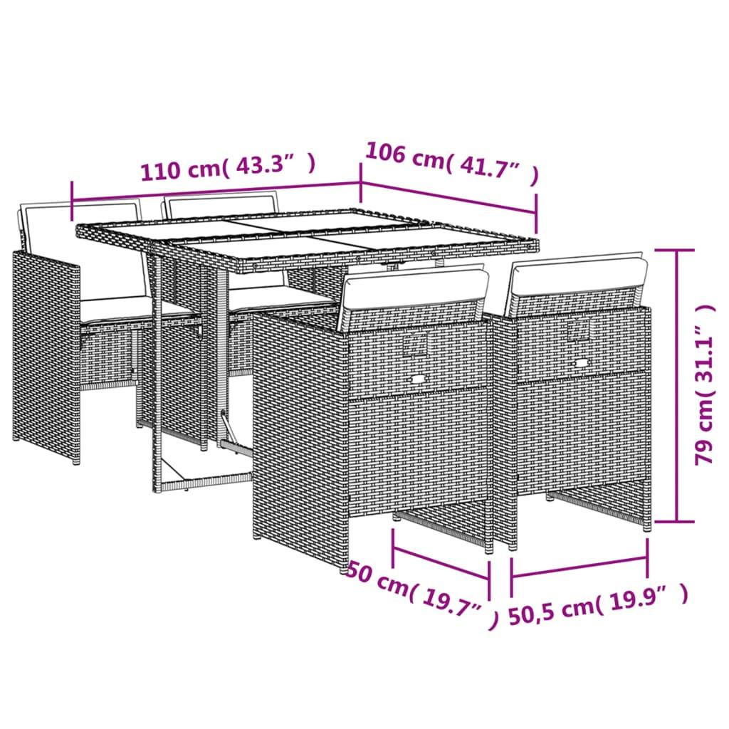 VidaXL Ensemble de salle à manger de jardin rotin synthétique  