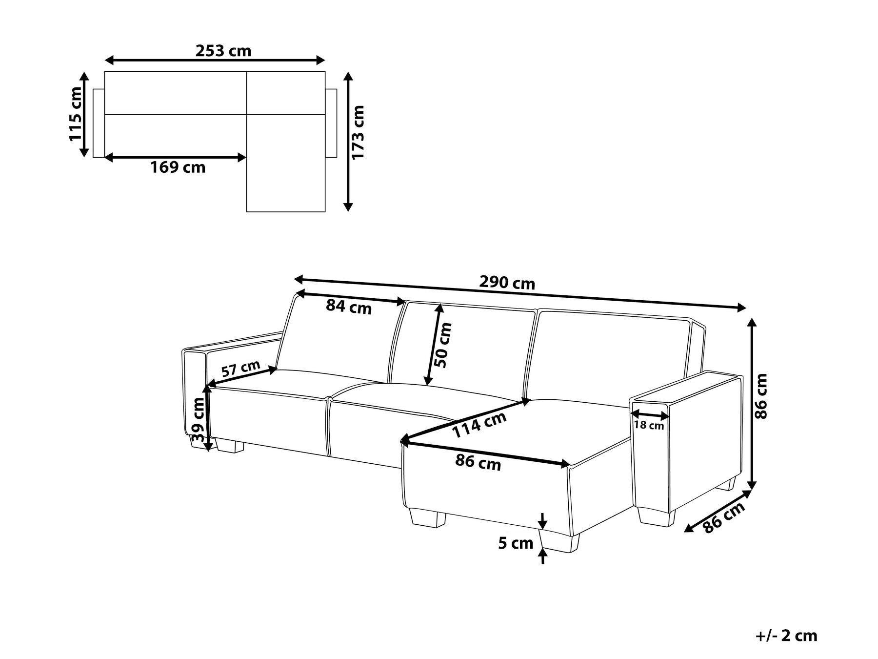Beliani Divano angolare en Tessuto Scandinavo ROMEDAL II  