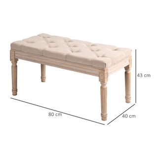 Northio Banquette Rembourrée, Banquette De Lit Vintage, Banquette De Couloir Avec Boutons, Aspect Lin, Capacité De Charge Jusqu'À 120 Kg, 80X40X43Cm, Beige  