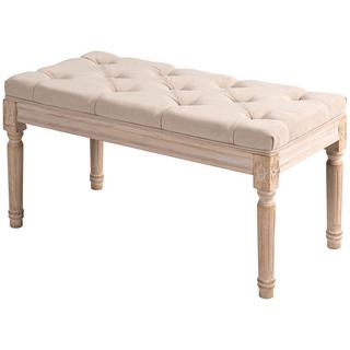 Northio Banquette Rembourrée, Banquette De Lit Vintage, Banquette De Couloir Avec Boutons, Aspect Lin, Capacité De Charge Jusqu'À 120 Kg, 80X40X43Cm, Beige  