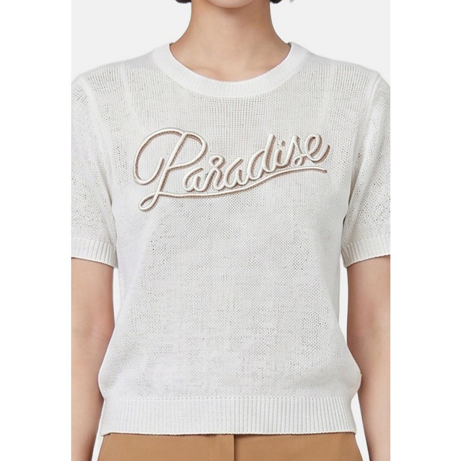Roberta Rossi Top in maglia con stampa Paradise  