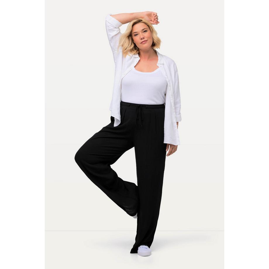 Ulla Popken Pantaloni Rose Gamba Larga Vita Elastica Coulisse  