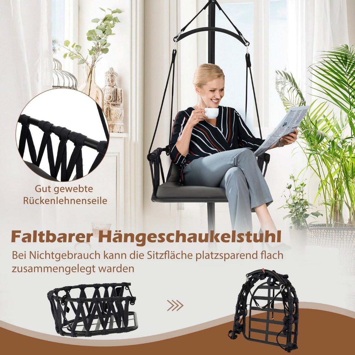 Northio Chaise suspendue avec cadre Chaise suspendue pliable avec coussins d'assise et de dossier confortables  