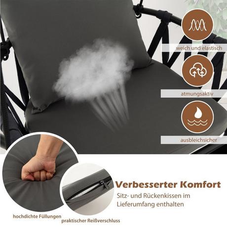 Northio Chaise suspendue avec cadre Chaise suspendue pliable avec coussins d'assise et de dossier confortables  