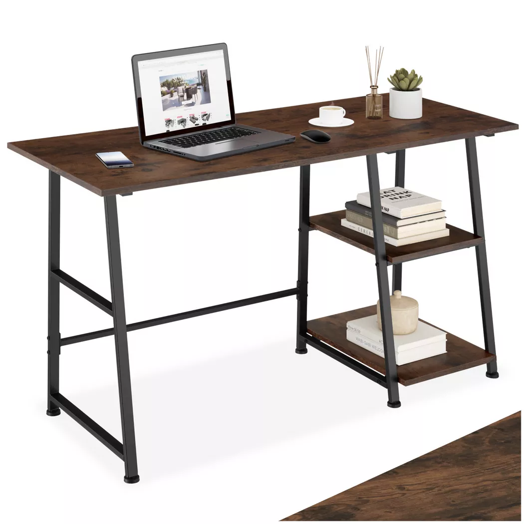 Tectake - Table de bureau Paisley, 120 x 50 cm, Marron