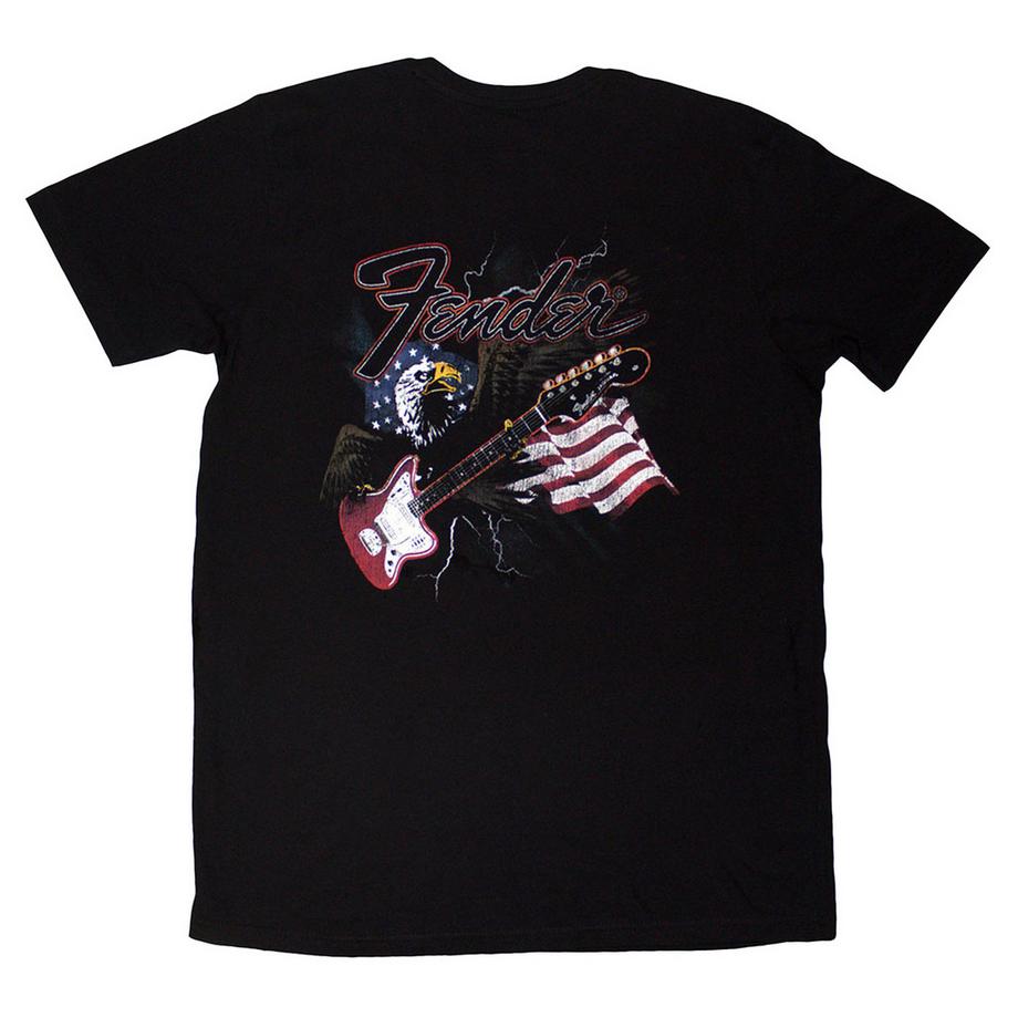 FENDER T-Shirt mit Rückendruck Adler Gitarre Logo  
