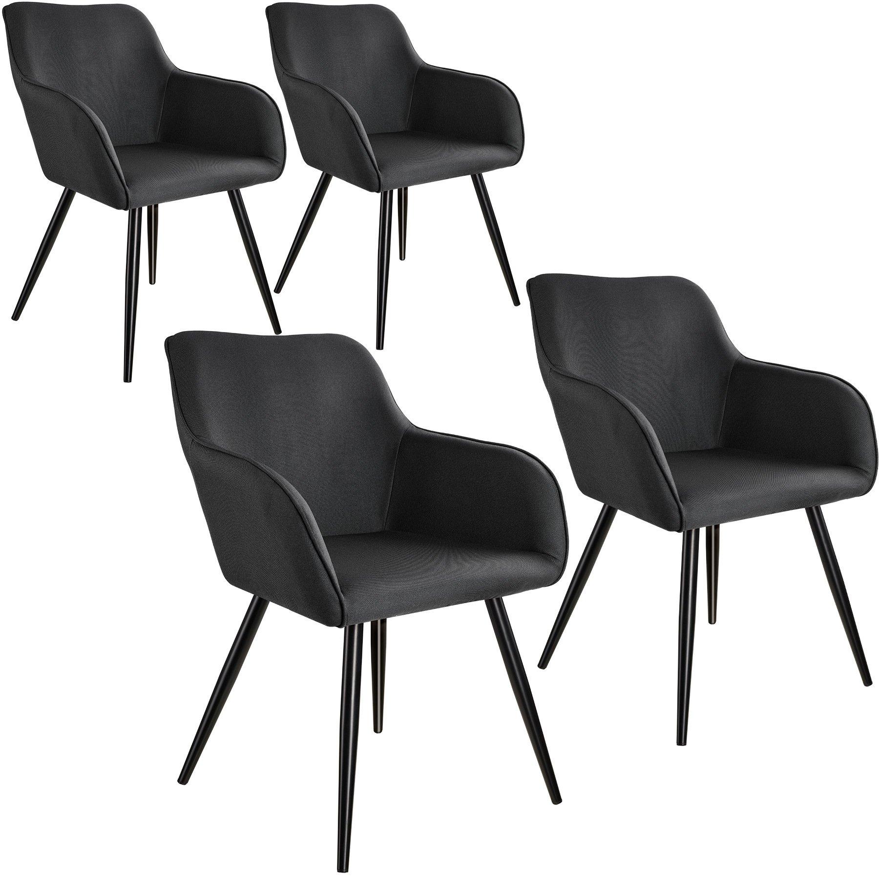 Tectake 4 Chaises Marilyn aspect lin noir  