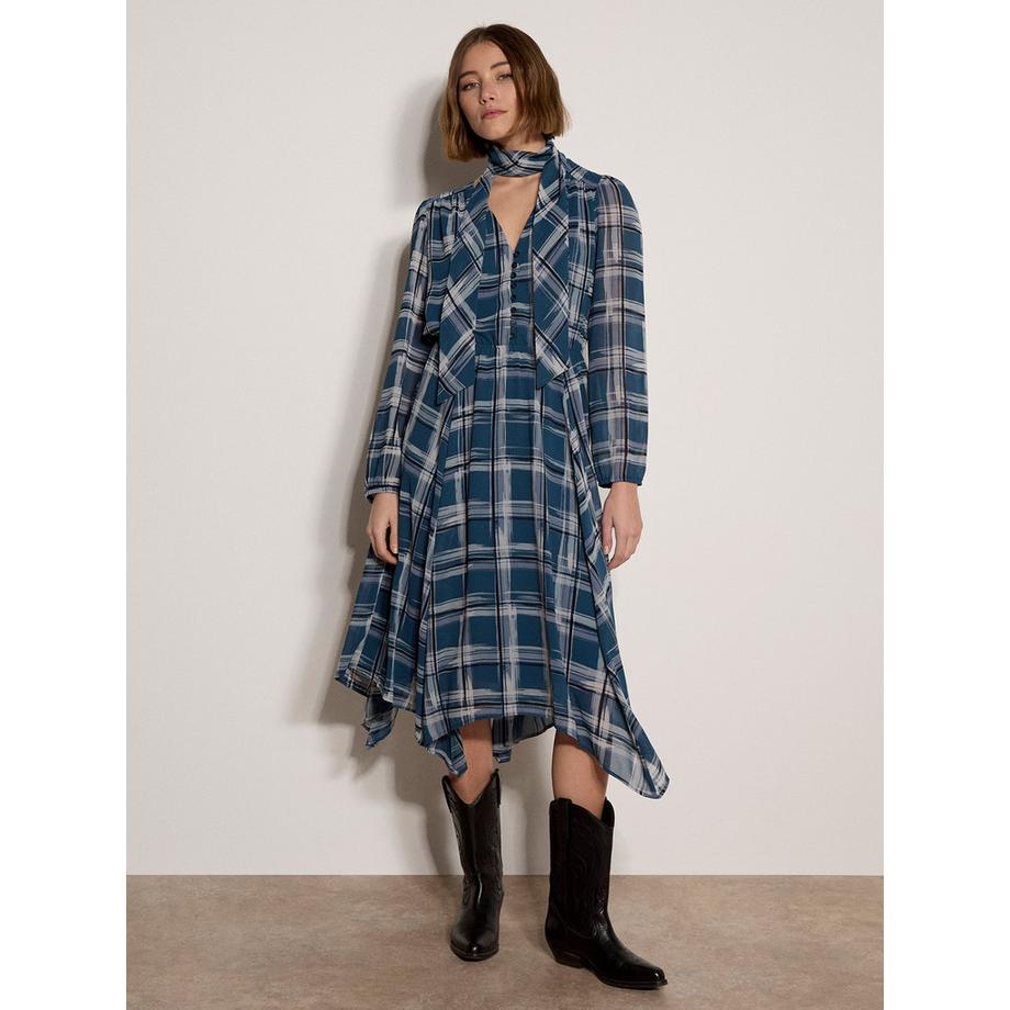 APRICOT Kariertes Crêpe Midikleid  