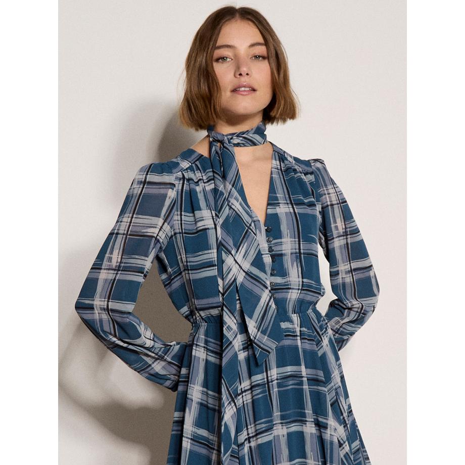APRICOT Kariertes Crêpe Midikleid  