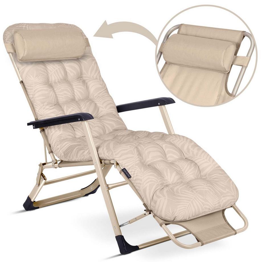 B2X Chaise longue de jardin pliante avec coussin Sofotel ChillWell lot de 2 beige  