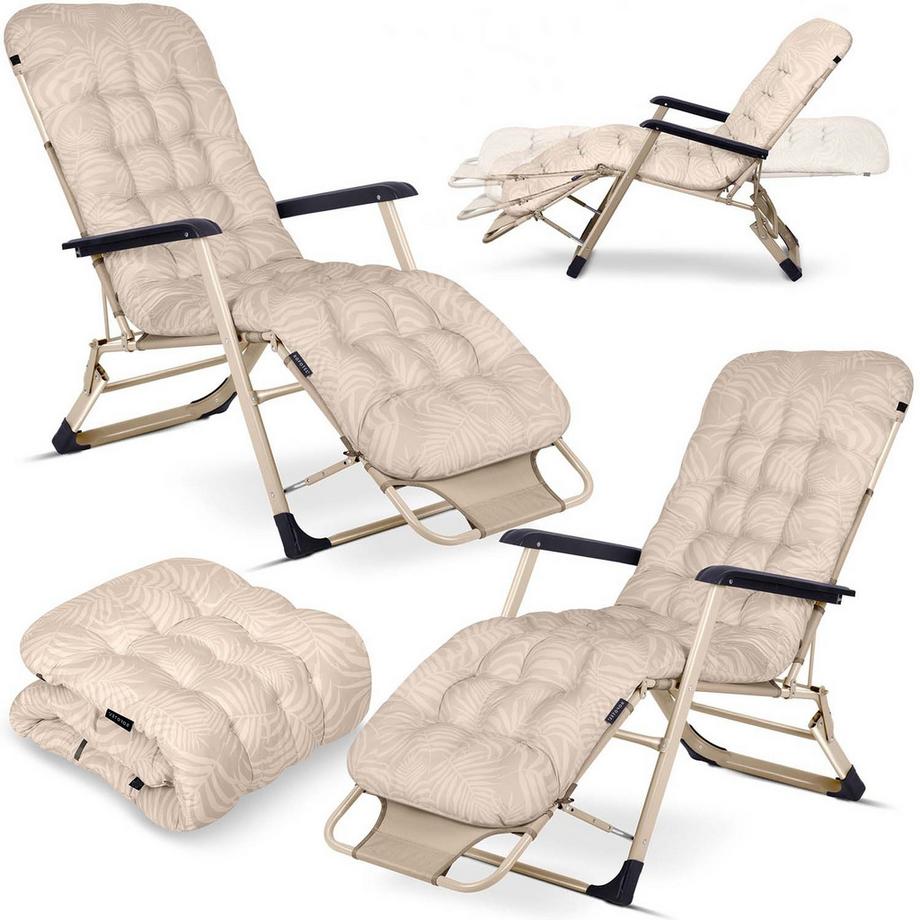 Chaise longue de jardin pliante avec coussin Sofotel ChillWell lot de 2 beige