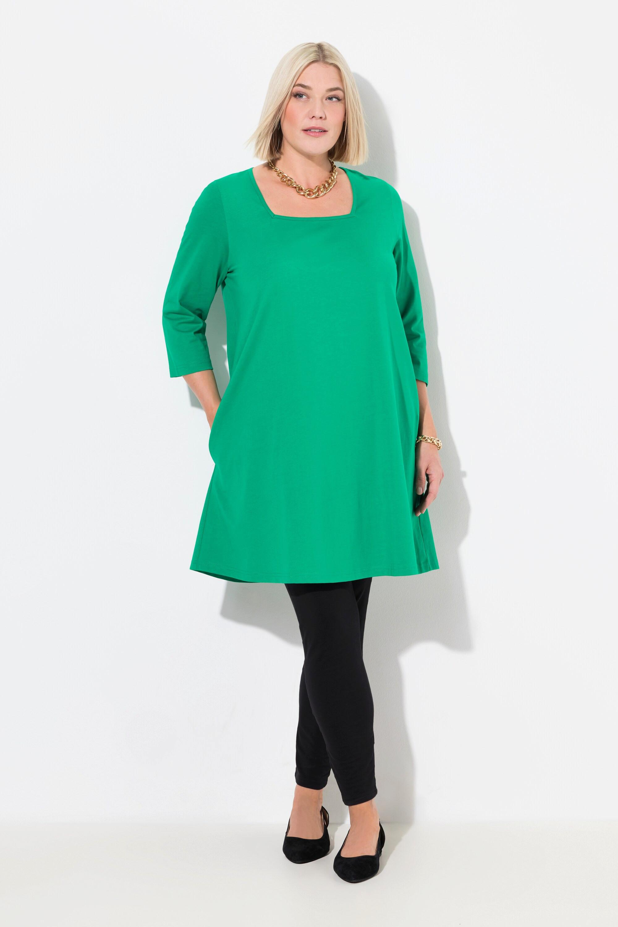 Ulla Popken  Longshirt, A-Linie, Carree-Ausschnitt, 3/4-Arm 