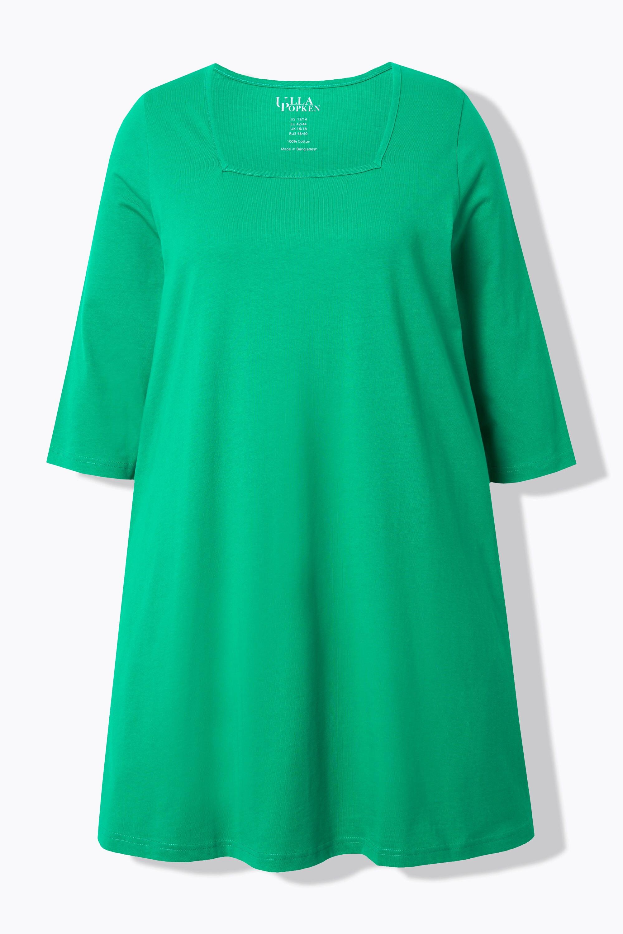 Ulla Popken  Longshirt, A-Linie, Carree-Ausschnitt, 3/4-Arm 