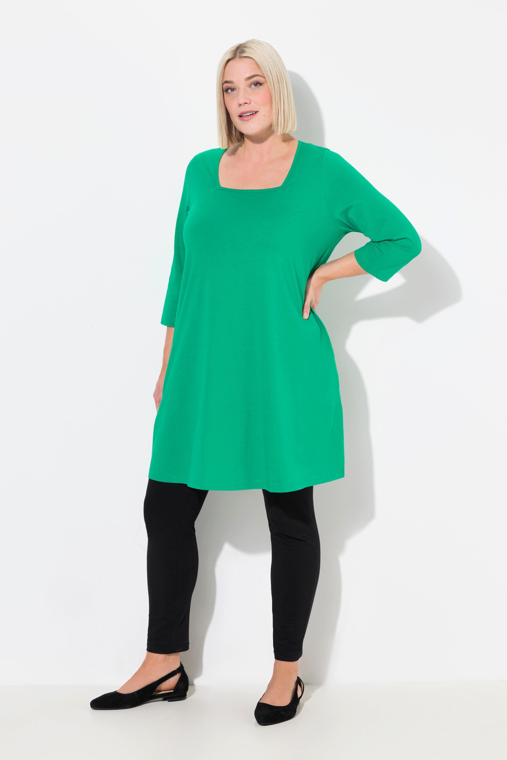 Ulla Popken  Longshirt, A-Linie, Carree-Ausschnitt, 3/4-Arm 