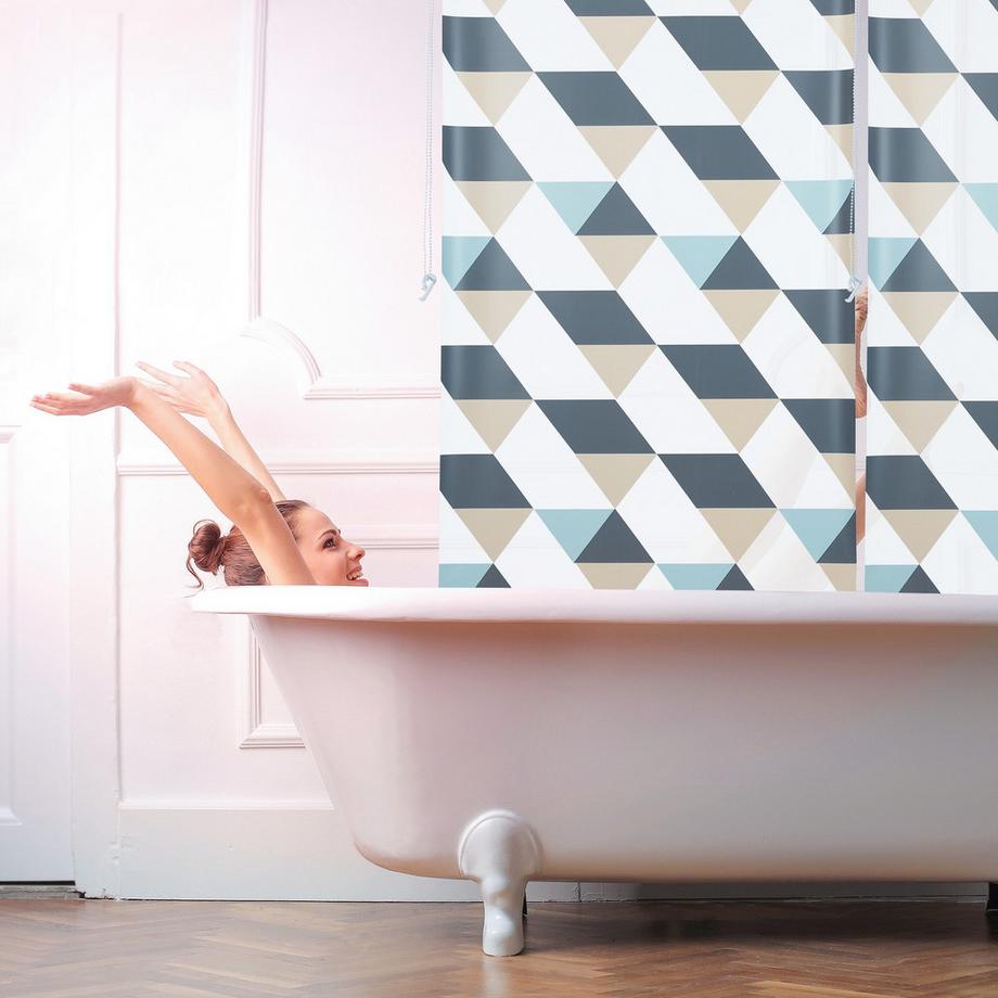 B2X Tenda a rullo per doccia con design geometrico  