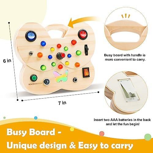 Activity-board  Schmetterling Busy Board für hölzerne sensorische Spielzeug Kleinkinder LED Lichtschalter Board 