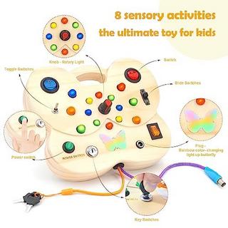 Activity-board  Schmetterling Busy Board für hölzerne sensorische Spielzeug Kleinkinder LED Lichtschalter Board 