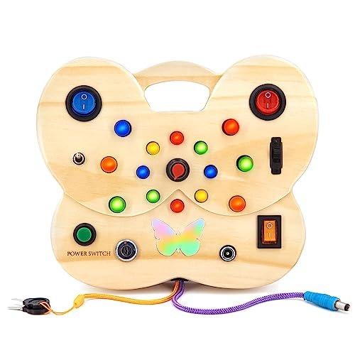 Activity-board  Schmetterling Busy Board für hölzerne sensorische Spielzeug Kleinkinder LED Lichtschalter Board 