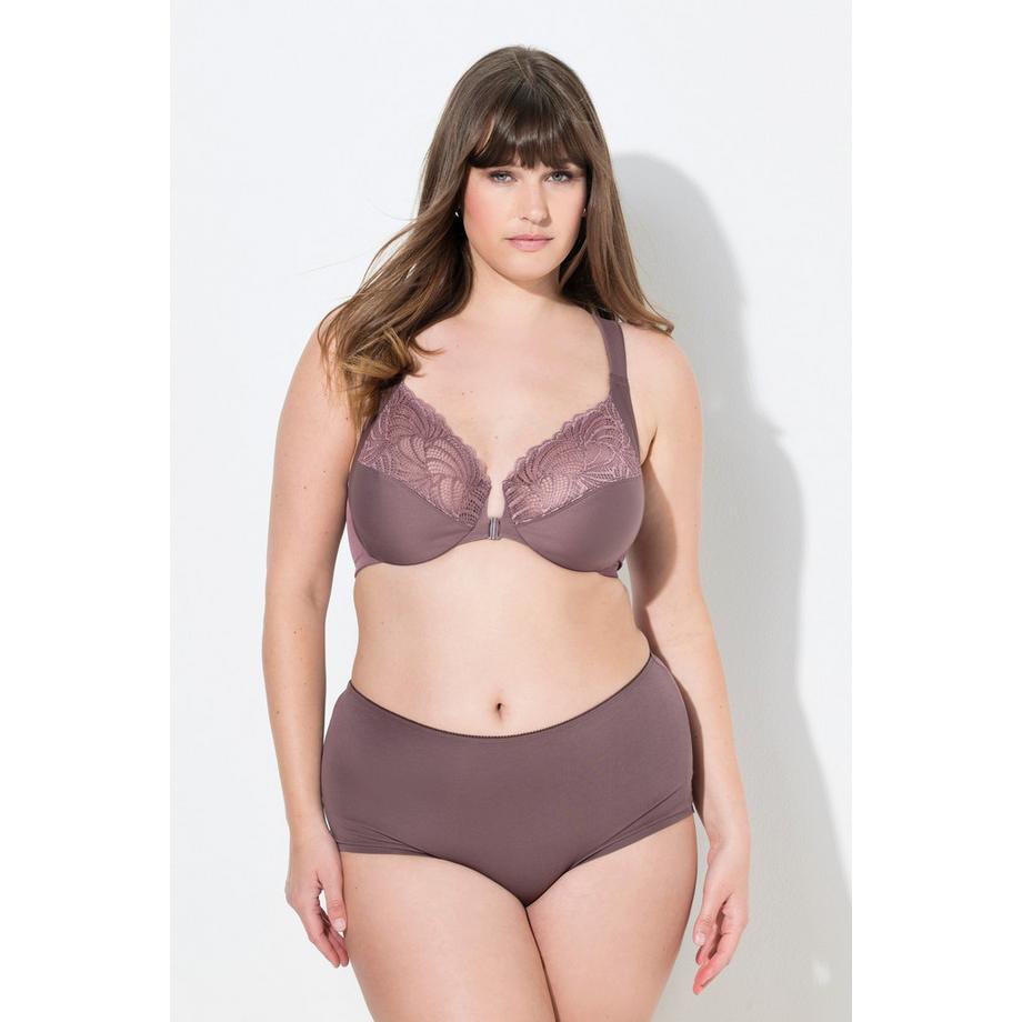 Ulla Popken Soutien-gorge à armatures bonnets souples dentelle fermeture avant  