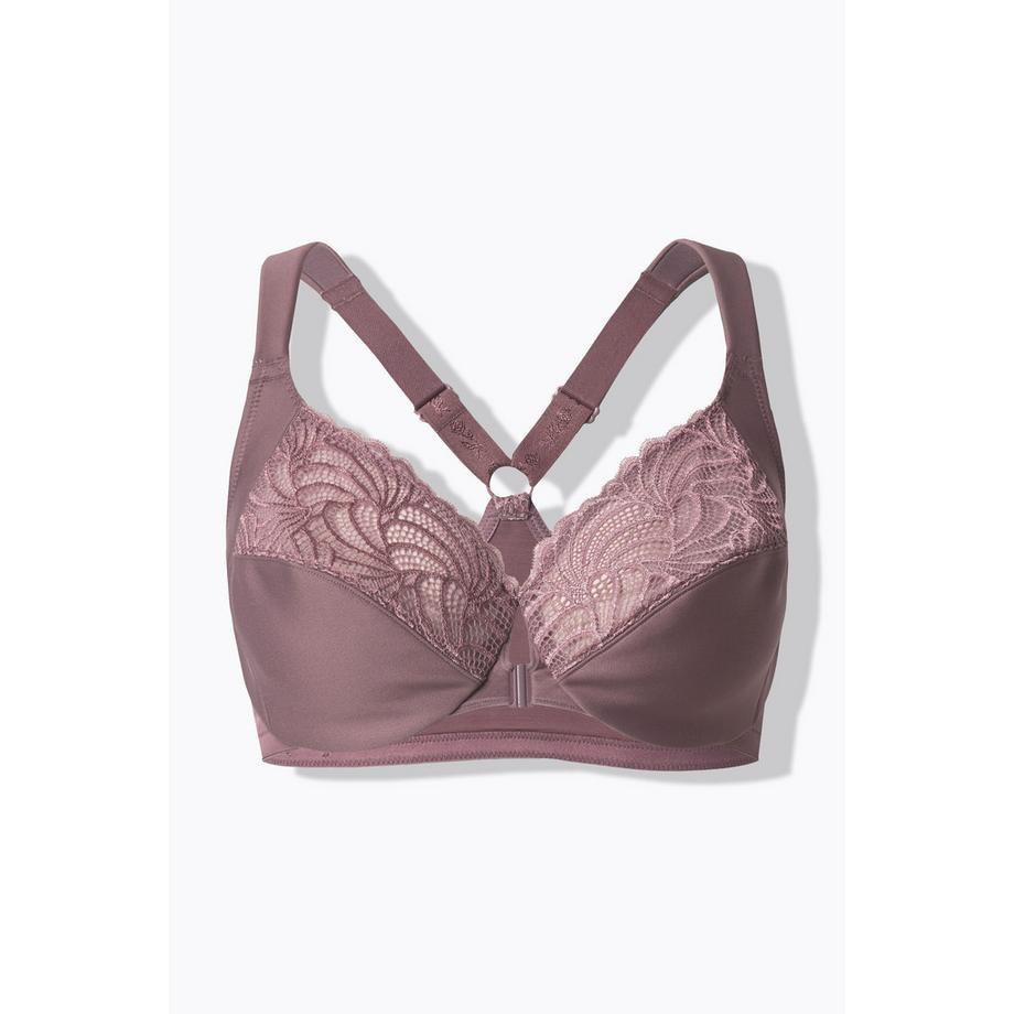 Ulla Popken Soutien-gorge à armatures bonnets souples dentelle fermeture avant  