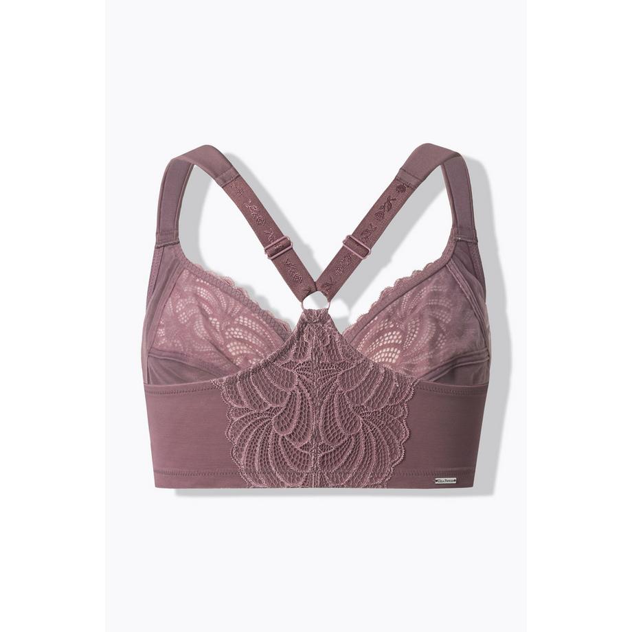 Ulla Popken Soutien-gorge à armatures bonnets souples dentelle fermeture avant  
