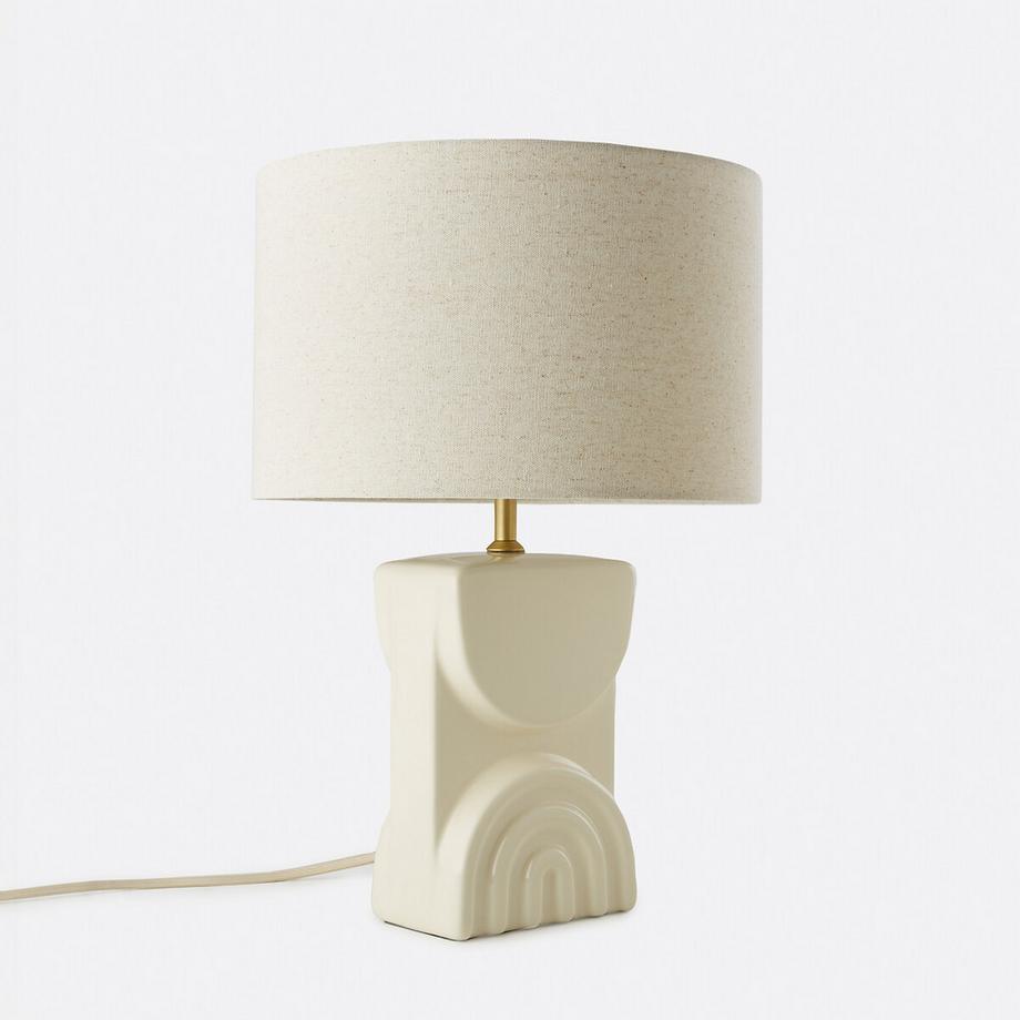 Lampe à poser céramique et lin