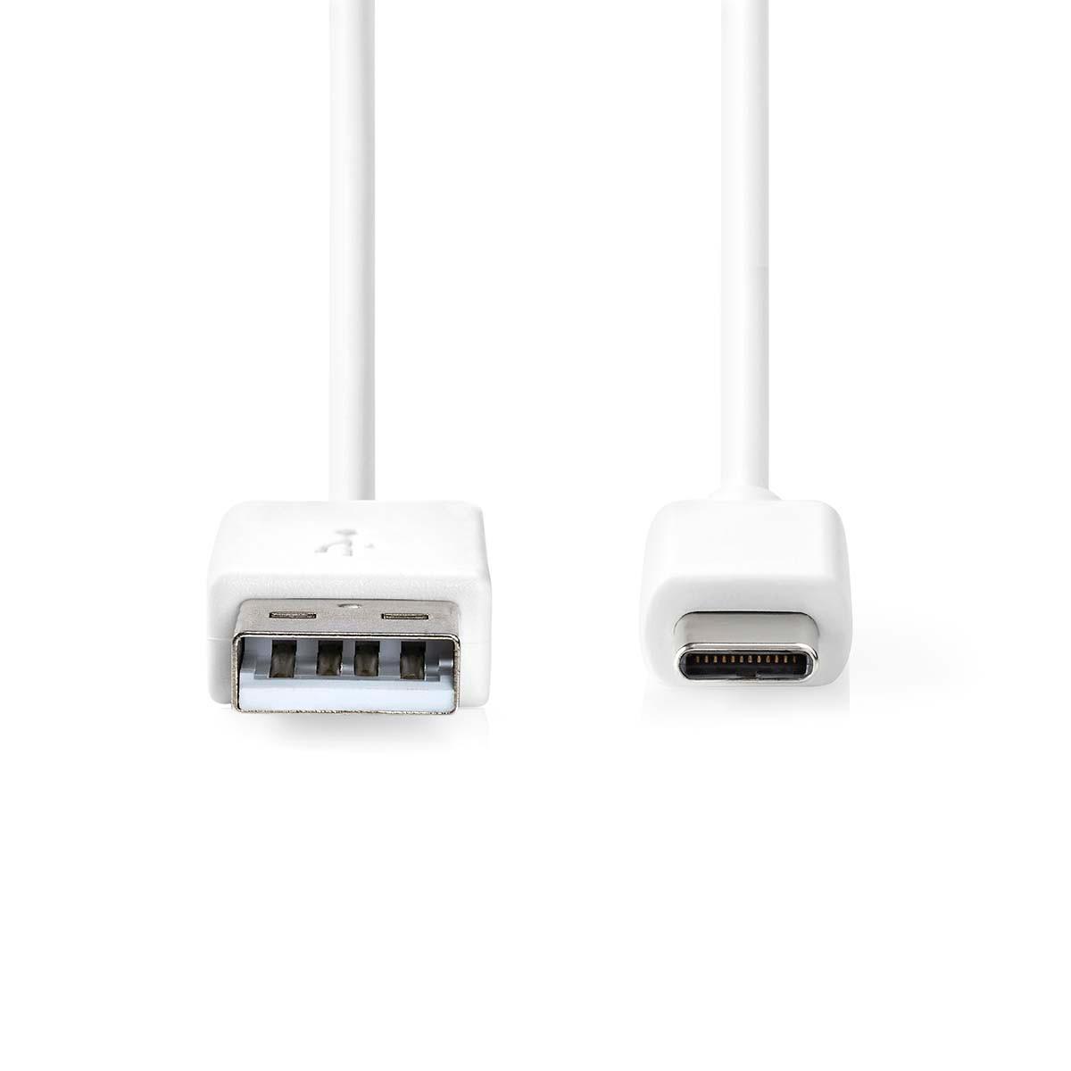 Nedis  Câble USB | USB 2.0 | USB-A mâle | USB-C™ mâle | 60 W | 480 Mbps | Nickelé | 1,00 m | Rond | PVC | Blanc | Boîte 