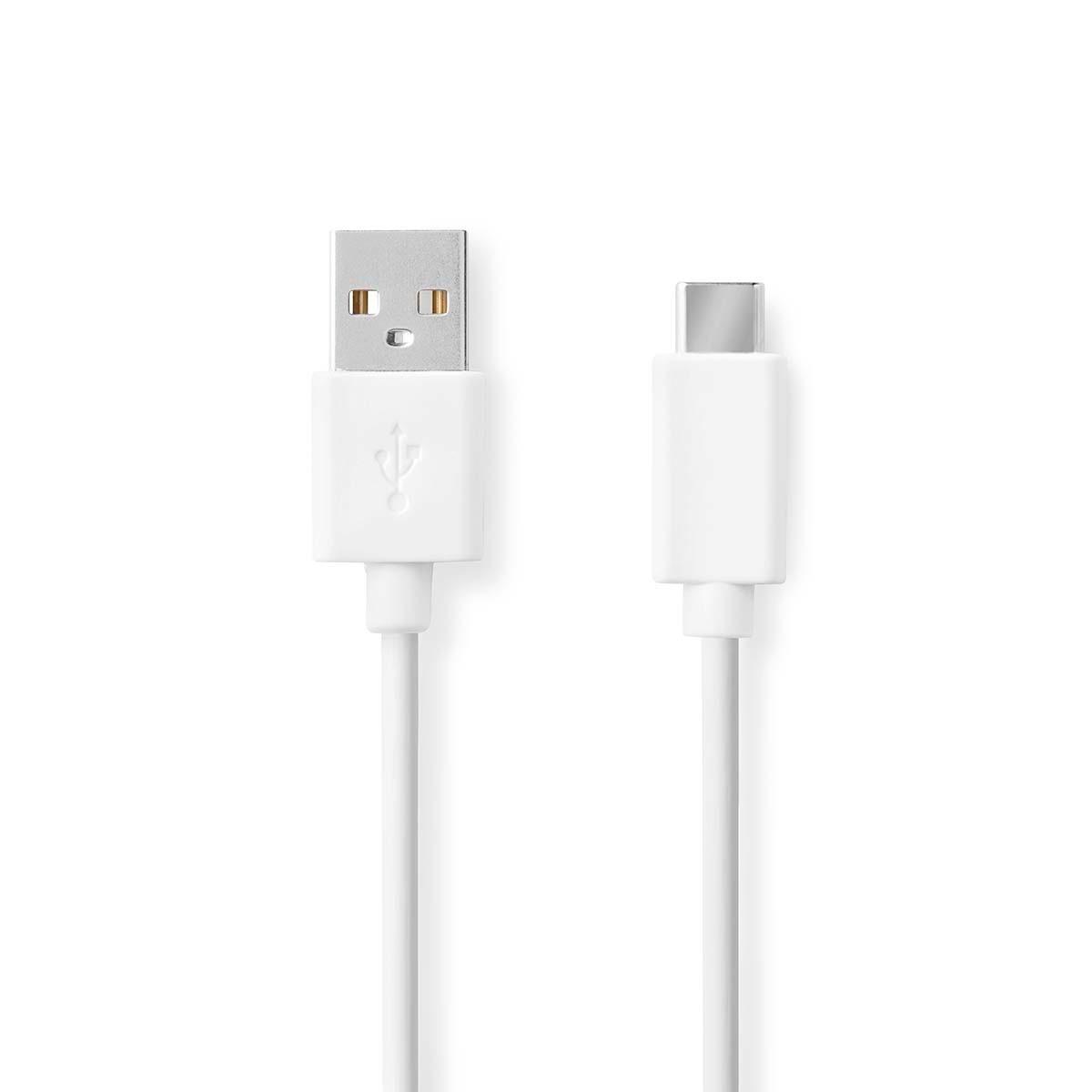 Nedis  Câble USB | USB 2.0 | USB-A mâle | USB-C™ mâle | 60 W | 480 Mbps | Nickelé | 1,00 m | Rond | PVC | Blanc | Boîte 