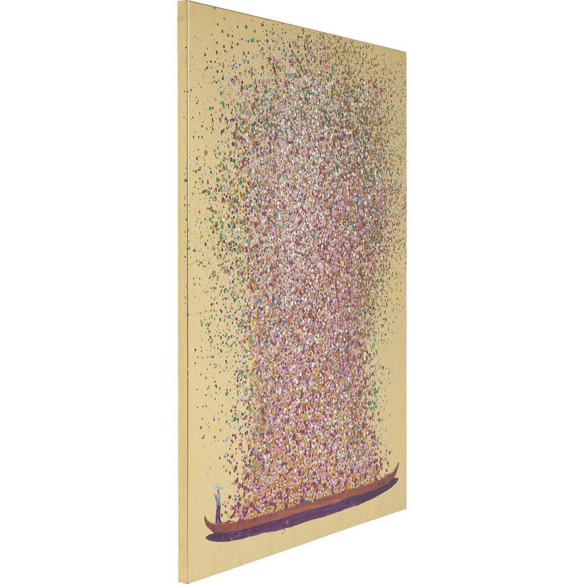 KARE Design Tableau Touched Flower Boat Gold Pink 100x80cm  