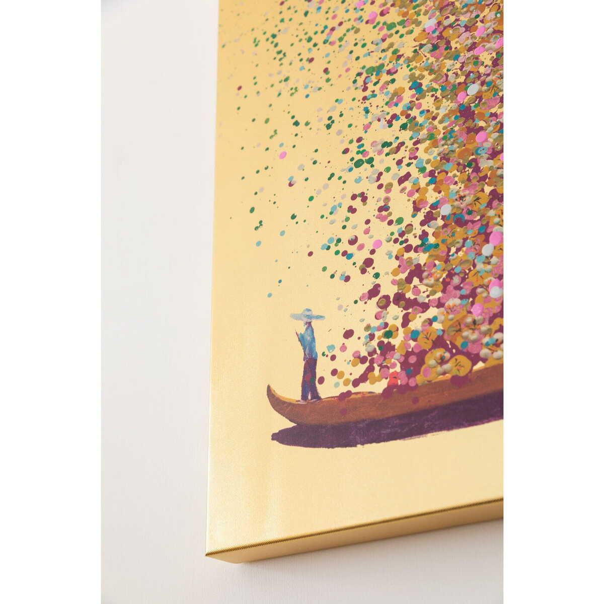 KARE Design Bild Touched Flower Boat Gold Pink 100x80cm  