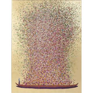 KARE Design Tableau Touched Flower Boat Gold Pink 100x80cm  