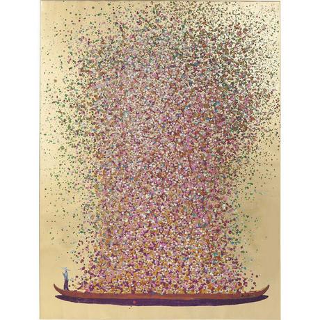 KARE Design Tableau Touched Flower Boat Gold Pink 100x80cm  