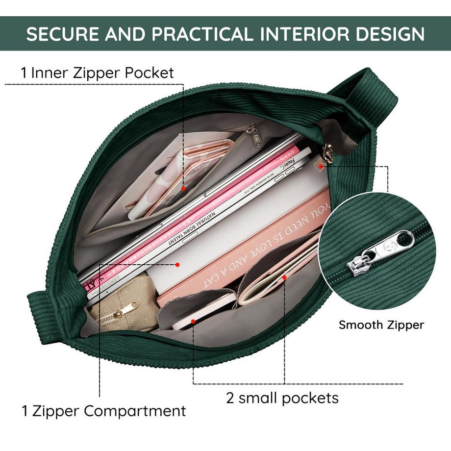 Only-bags.store Kordtasche Umhängetasche mit Reissverschluss Wasserdichter Shopper  