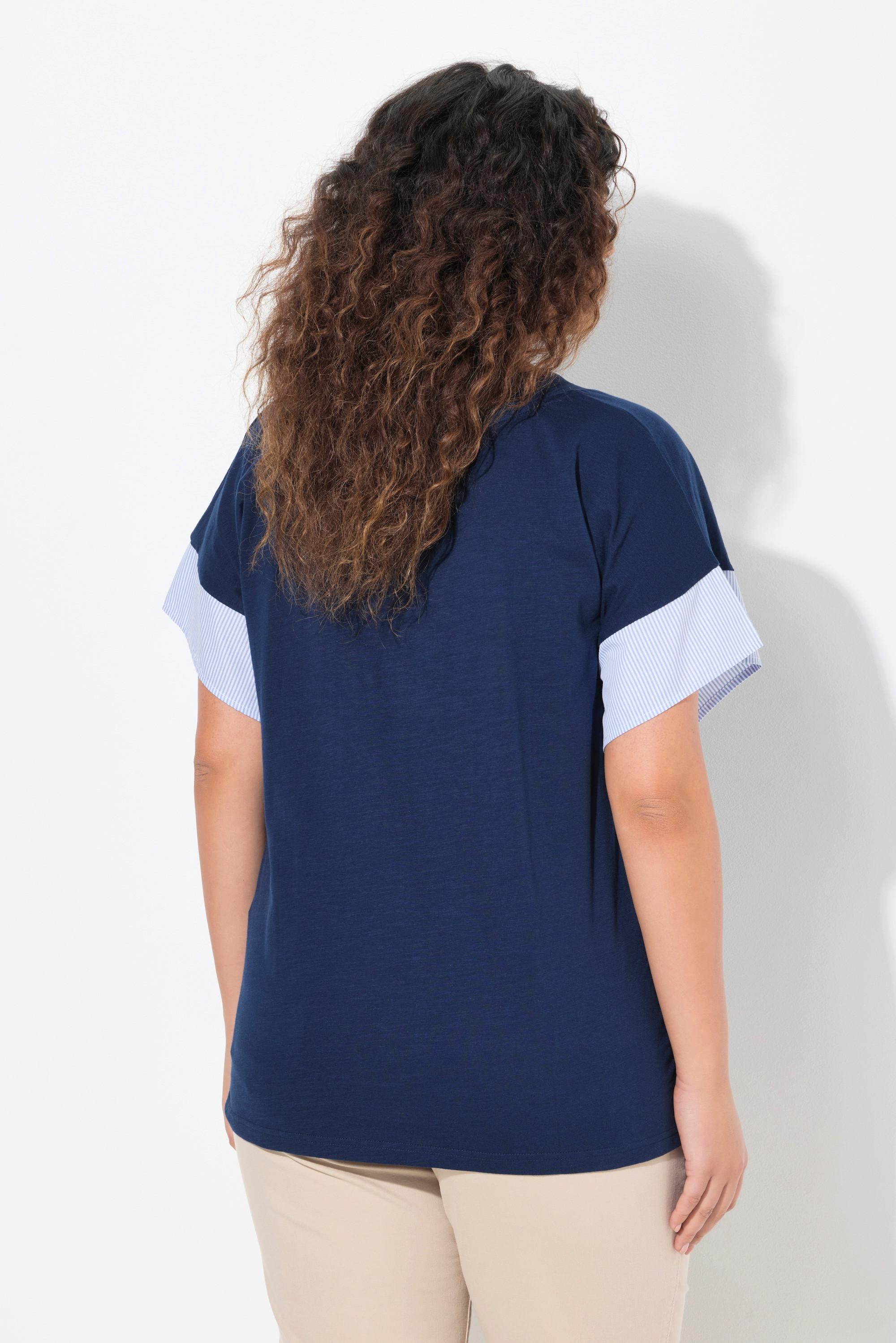 Ulla Popken  T-Shirt, Streifen, Oversized, Rundhals, Halbarm 