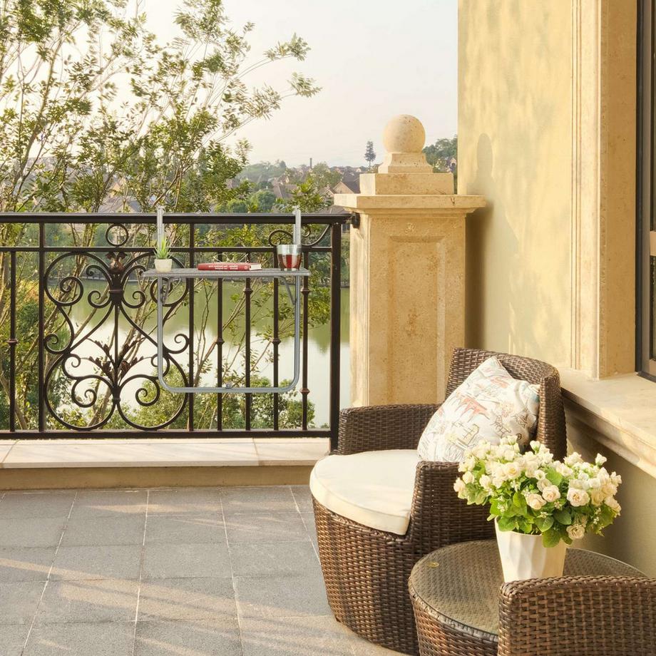 Northix Grauer Balkon-Hängetisch, klappbar  