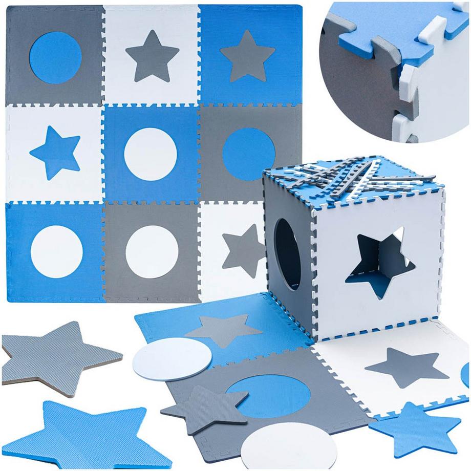 Pricenet  Schaumstoff-Puzzlematte für Kinder, 180 x 180 cm, 9 Teile,-blau 