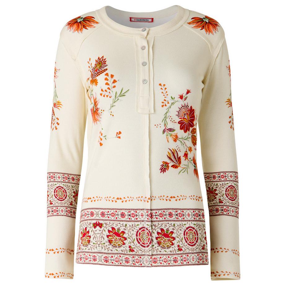 Joe Browns Alice geripptes Henley-Shirt mit Print  