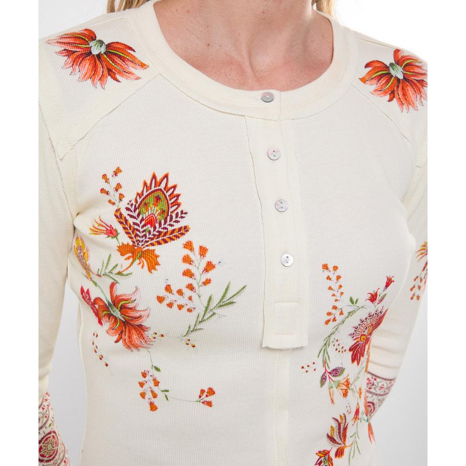 Joe Browns Alice geripptes Henley-Shirt mit Print  