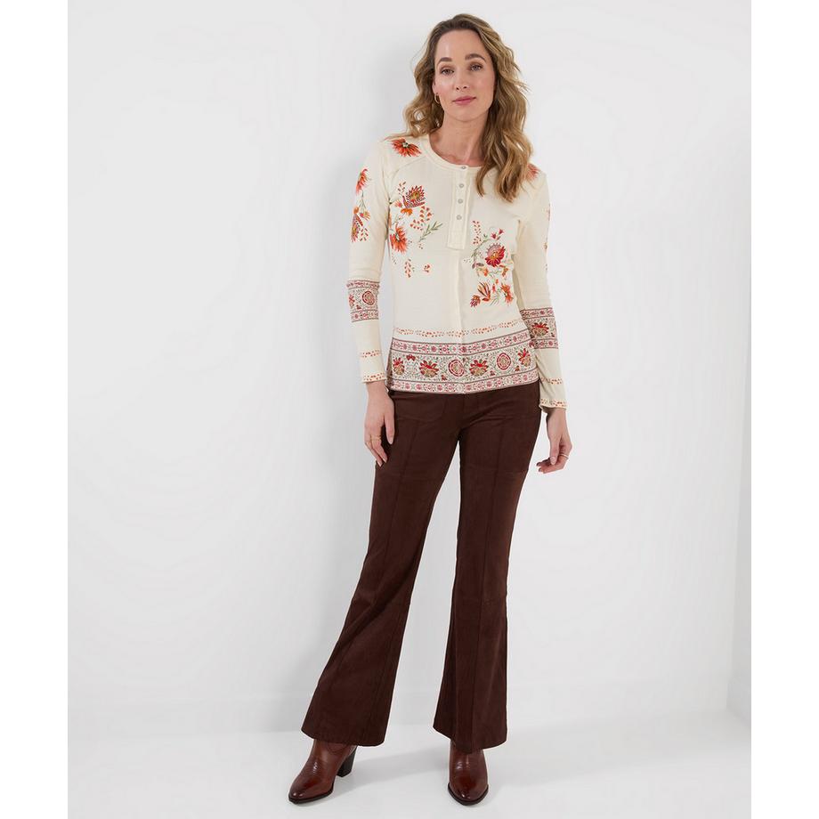 Joe Browns Alice geripptes Henley-Shirt mit Print  