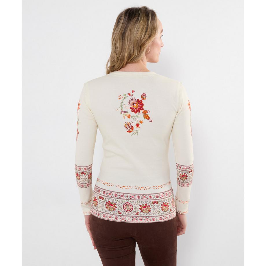 Joe Browns Alice geripptes Henley-Shirt mit Print  