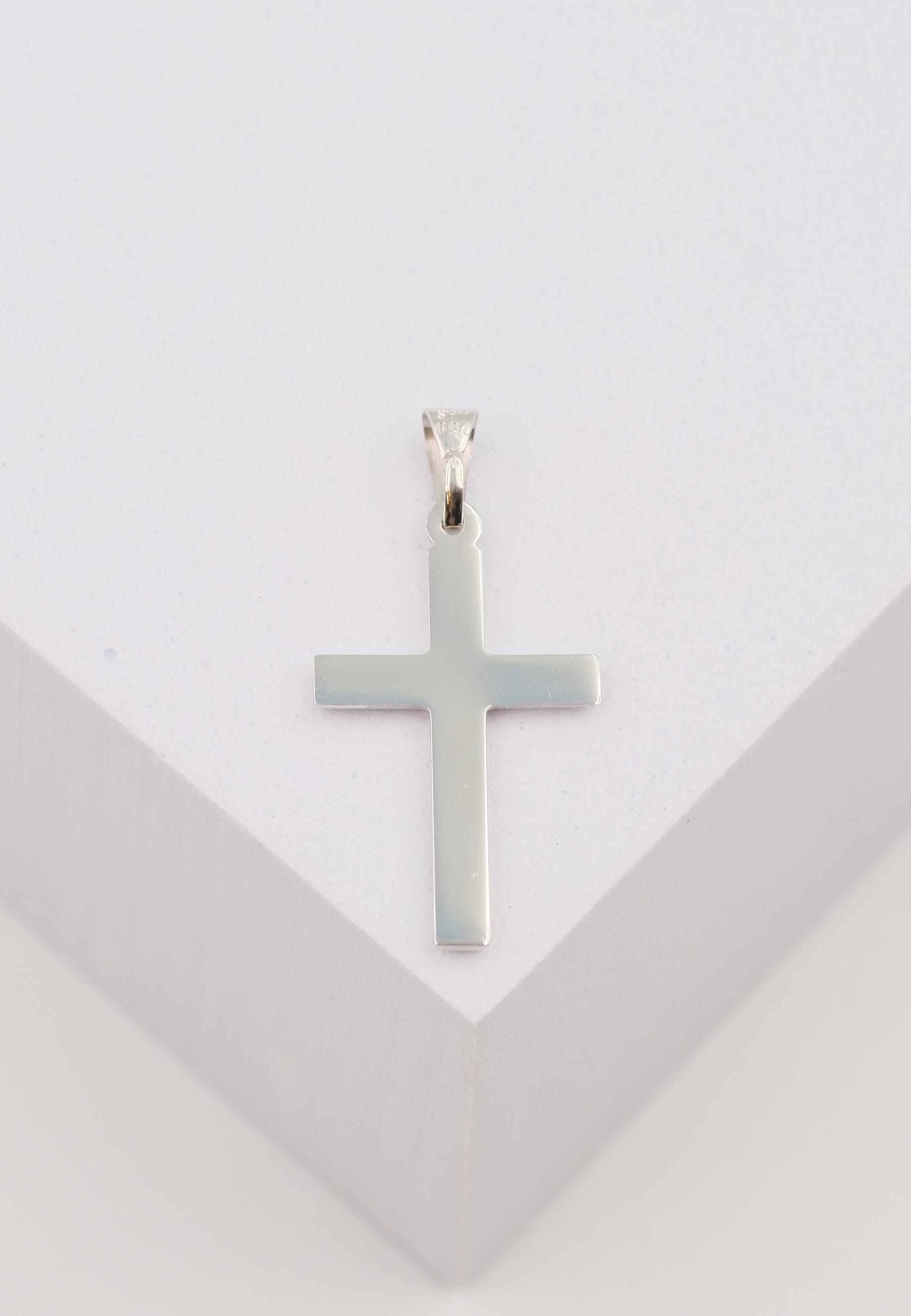 MUAU Schmuck  Anhänger Kreuz Weissgold 750, 29x14mm 