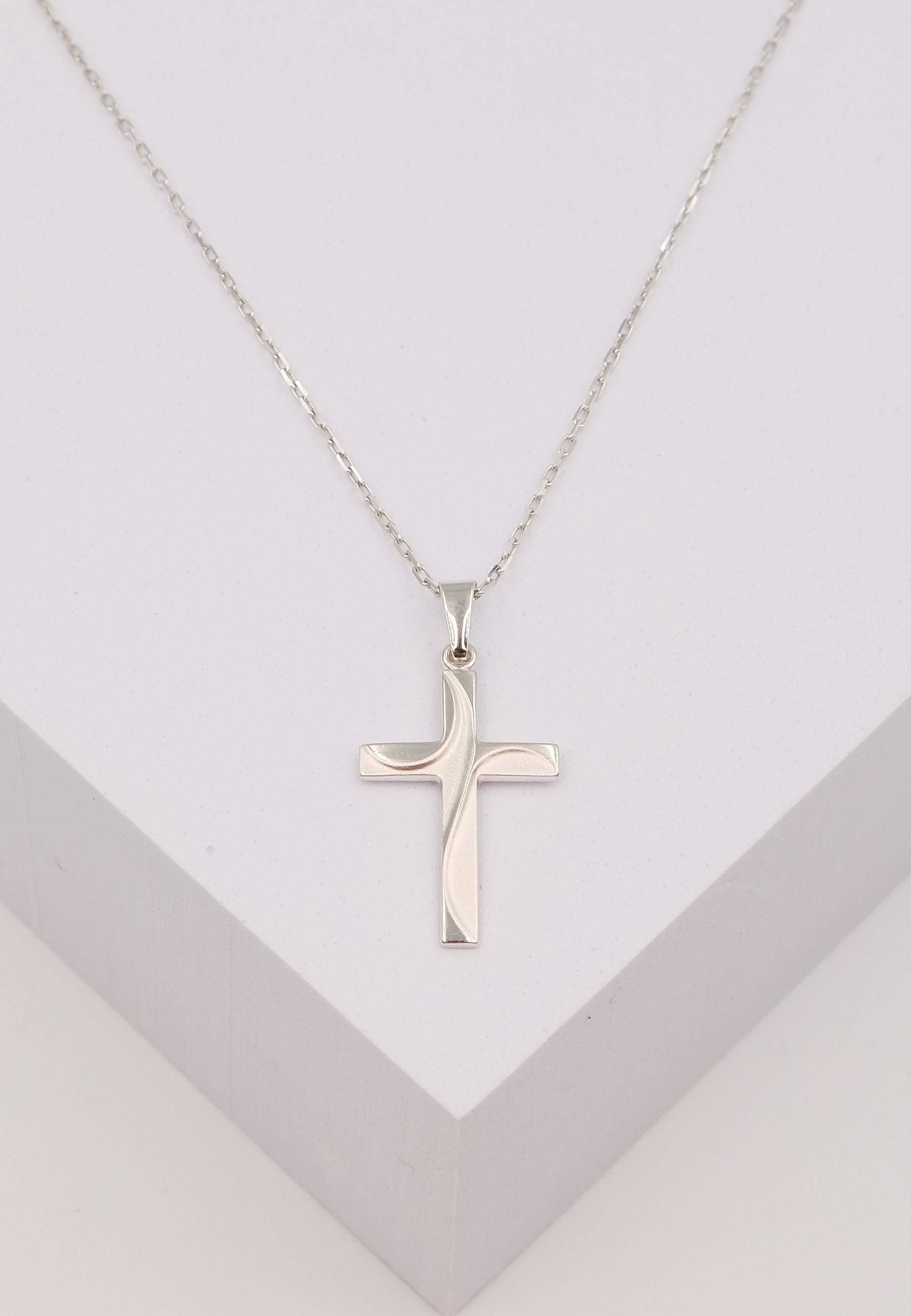 MUAU Schmuck  Anhänger Kreuz Weissgold 750, 29x14mm 