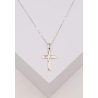 MUAU Schmuck  Anhänger Kreuz Weissgold 750, 29x14mm 