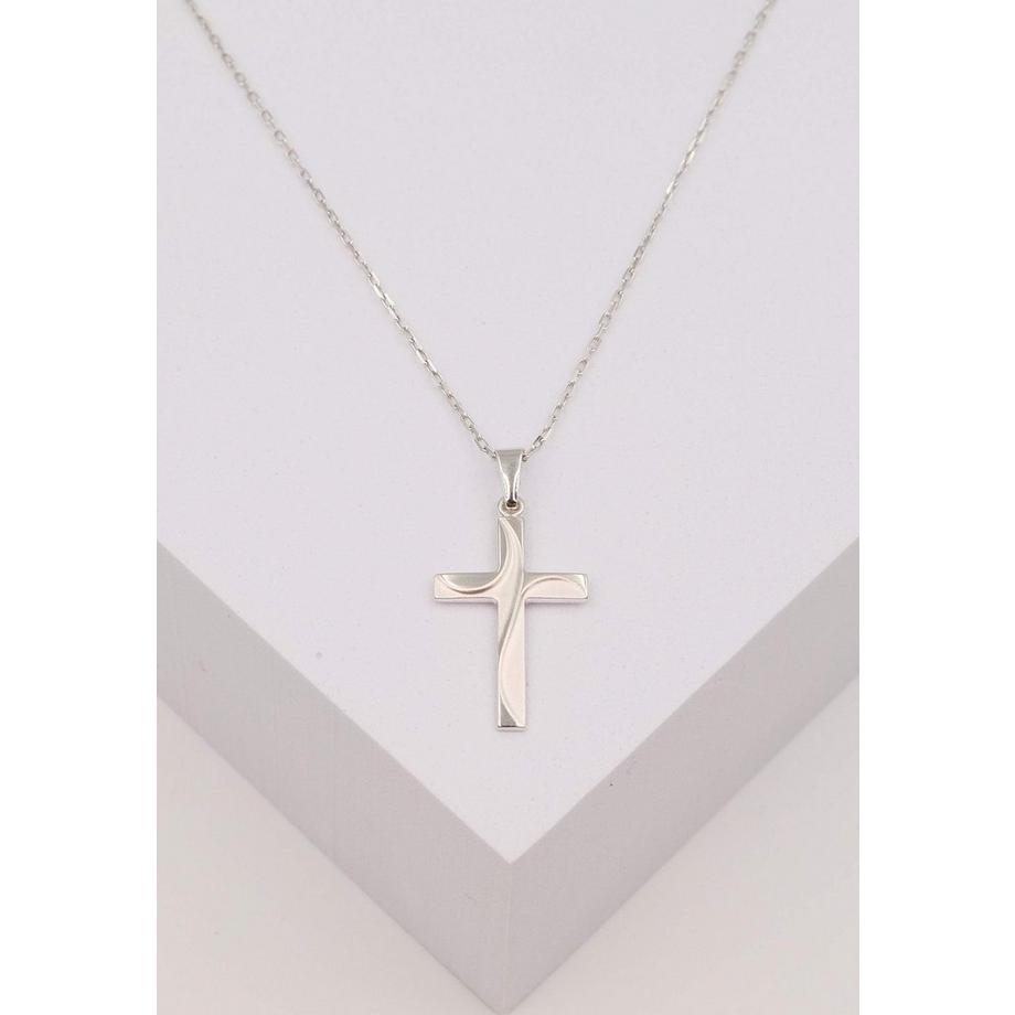 MUAU Schmuck  Anhänger Kreuz Weissgold 750, 29x14mm 