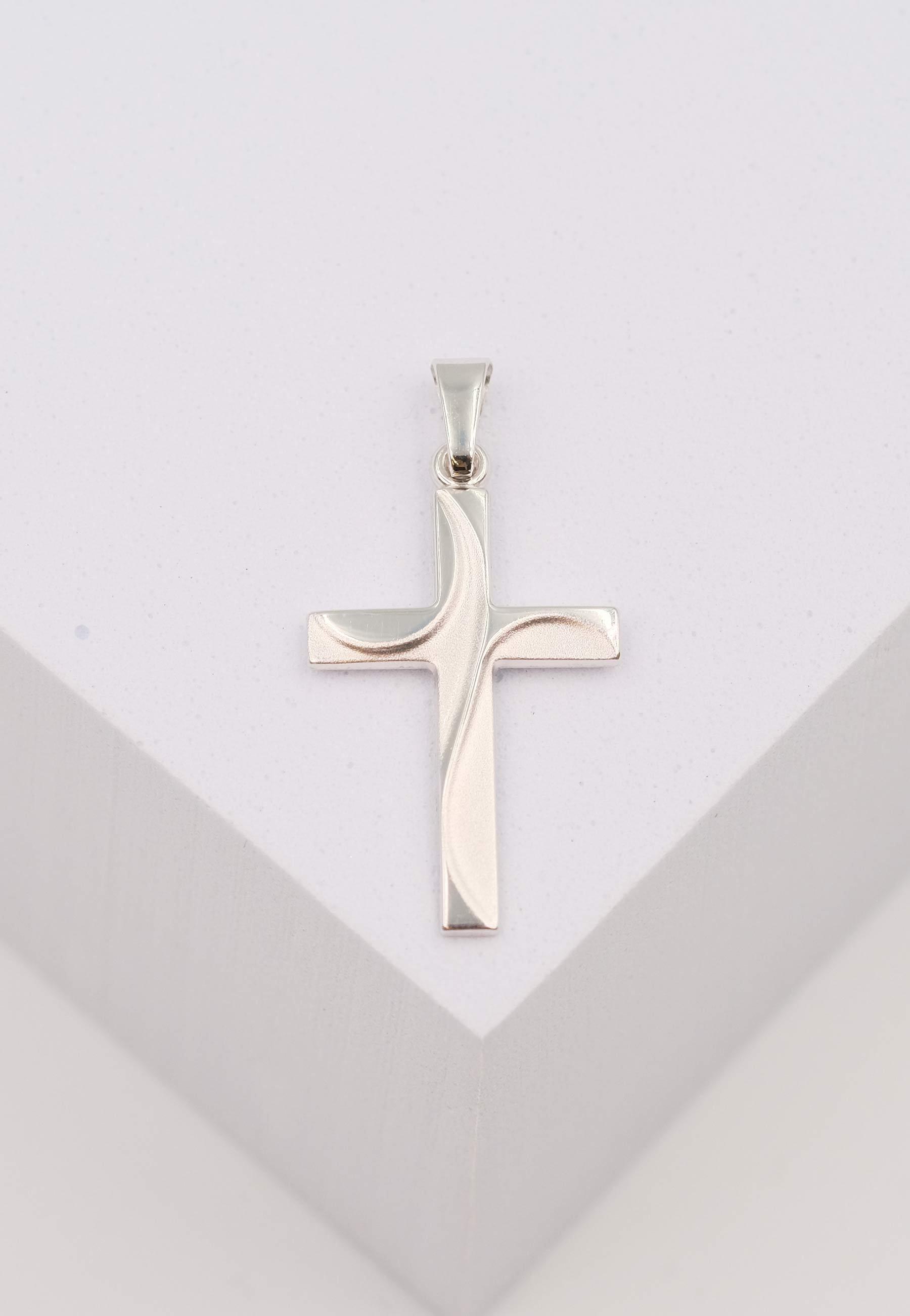 MUAU Schmuck  Anhänger Kreuz Weissgold 750, 29x14mm 