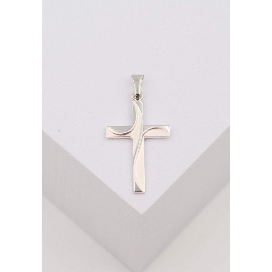 MUAU Schmuck  Anhänger Kreuz Weissgold 750, 29x14mm 