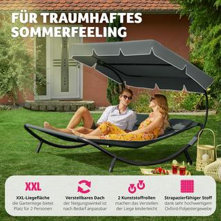 Tectake Gartenliege stufenlos verstellbares Sonnendach  