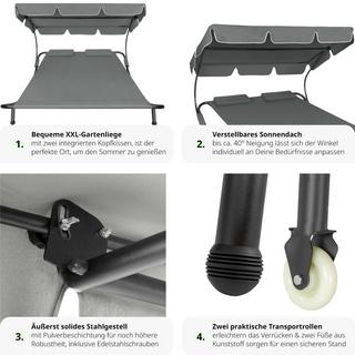 Tectake Gartenliege stufenlos verstellbares Sonnendach  